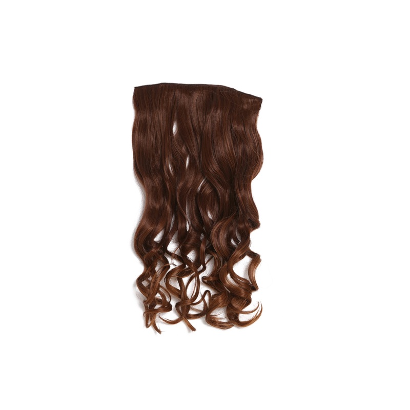 Hairpiece Halfwig 5 Clip Extension wide long curled curls mahogany mix YZF-3180
