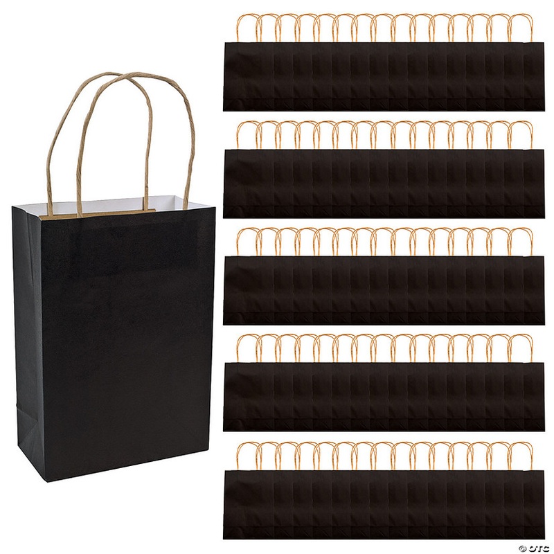 6 1/2 x 9 Bulk 60 Pc. Medium Black Kraft Paper Gift Bags