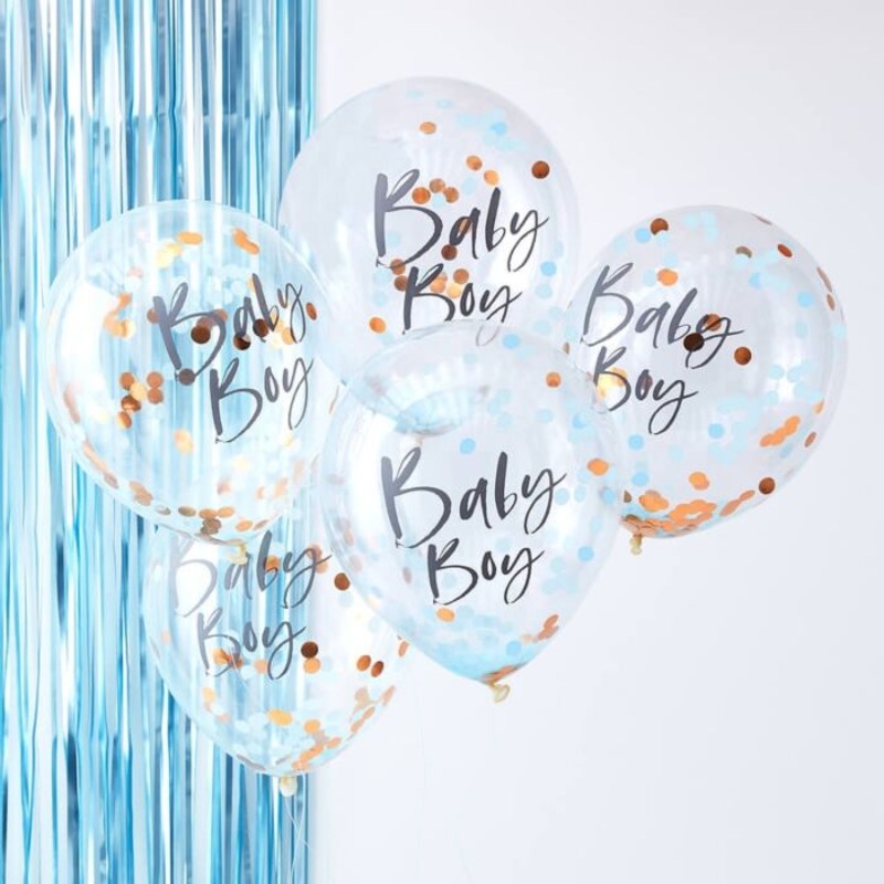 Blue Baby Boy Baby Shower Balloons – 5 Pack