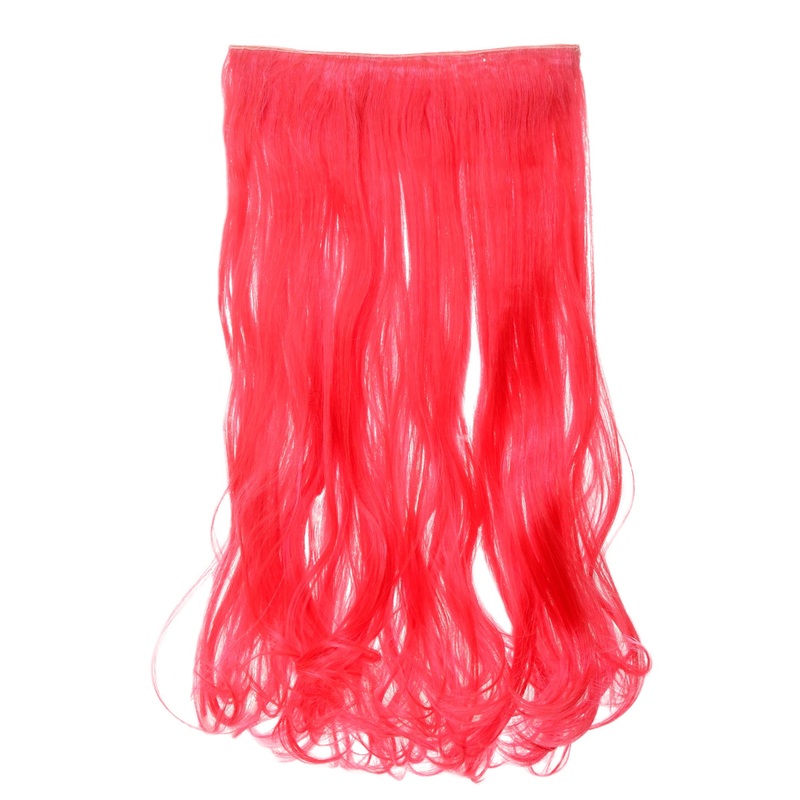 Hairpiece Extension wide 5 clips wavy fire red-light blue mix YZF-3180-113/TF2315