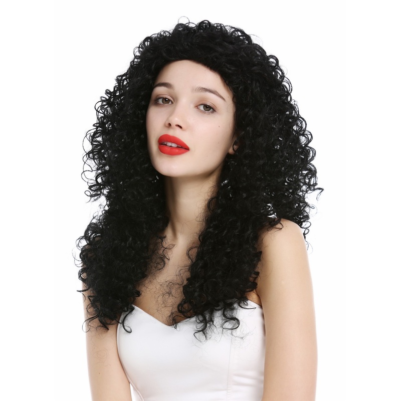 Lady Wig Women long very curly voluminous curls curled black VK-35