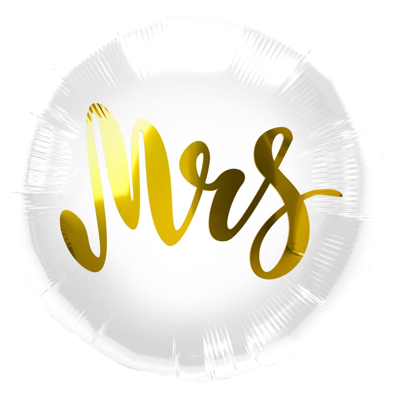 White Mrs foil balloon 45cm
