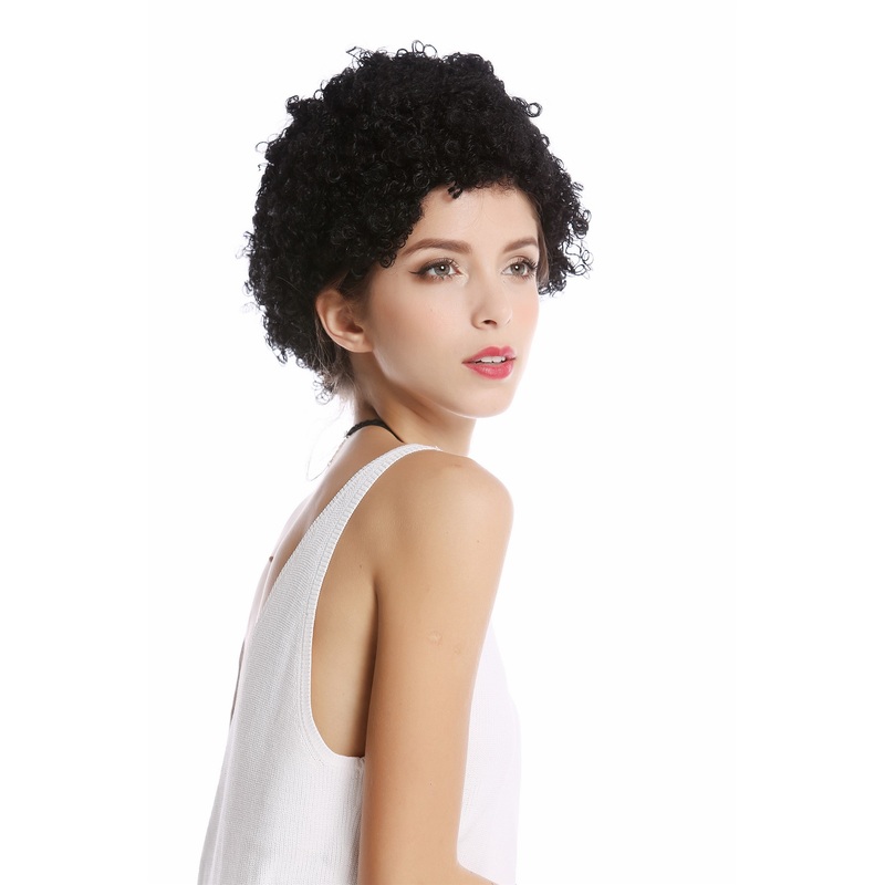 Wig Lady Man Carnival Halloween short Afro frizzy curls curly black 90646