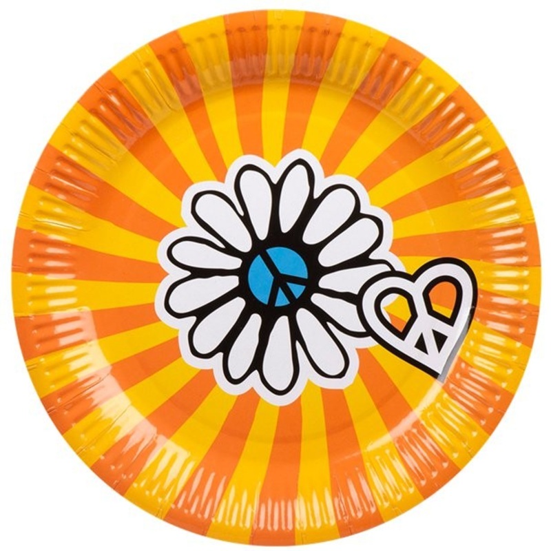6 Flower Power Rave paper plates 23cm
