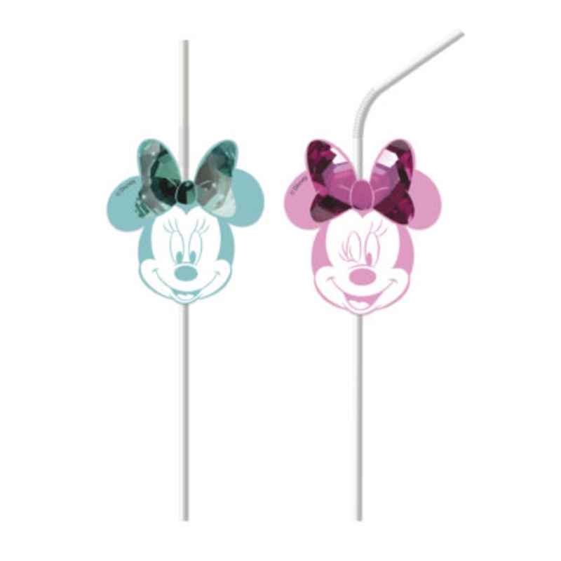 6 jewels Minnie Mouse straws 24cm