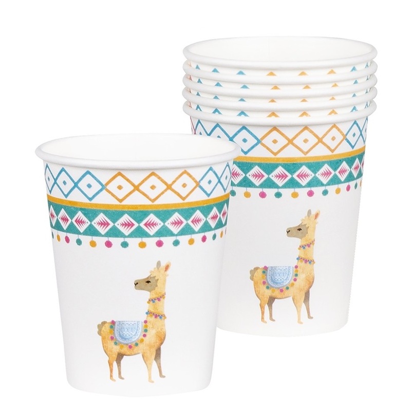 6 Llama circus paper cups 250ml