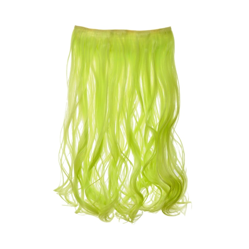 Hairpiece Clip-In Extension wide 5 clips curls curled neon green YZF-3178-TF2606