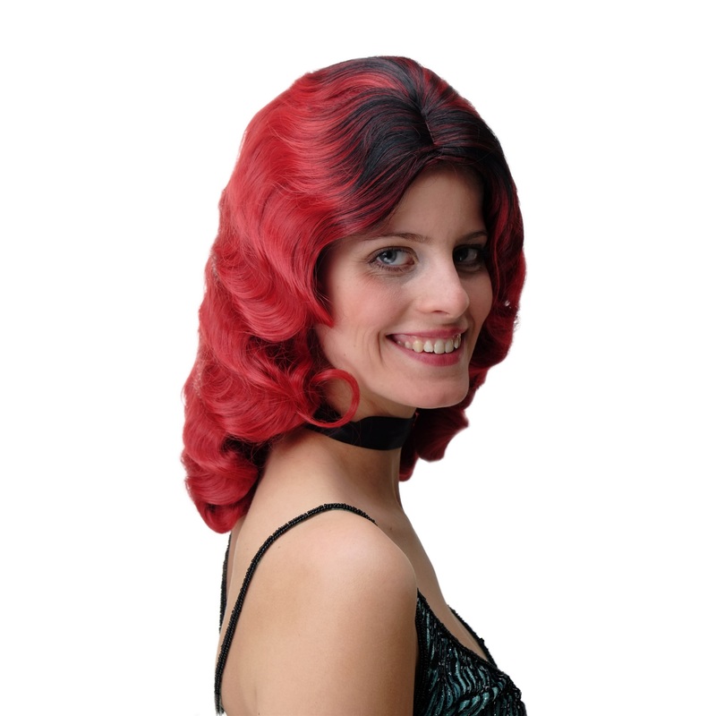 Lady Wig Hollywood Femme Fatale parting wavy long ombre black red GFW1860