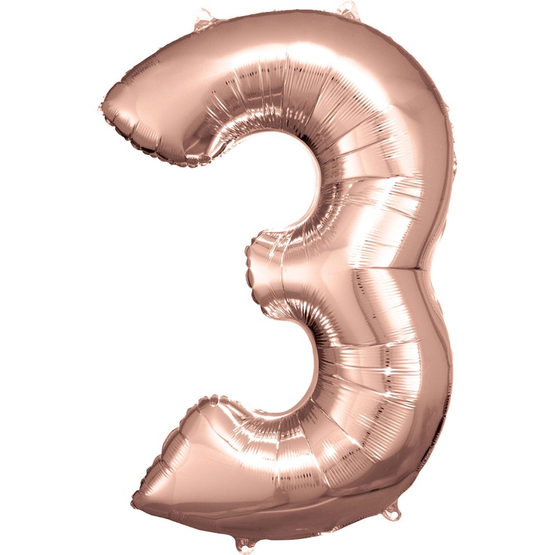 34 Rose Gold Numbered Foil Balloon #3