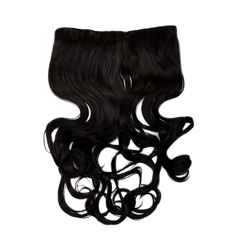 Hairpiece Halfwig 5 clip Clip-In Extension long curled curls dark brown WH5008-180C-3