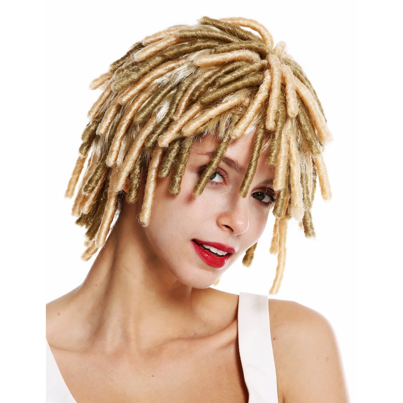 Party wig corkscrew curls afro short voluminous Rasta dreads light blonde DH1110