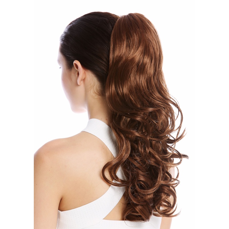 Ponytail Hairpiece Claw Grip Clamp long slightly curled copper rust brown SP-31