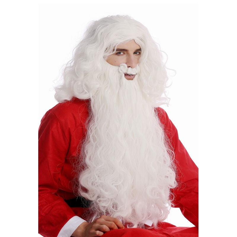 Wig & Beard set Halloween Christmas white Santa Claus costume God Prophet 08-A+B
