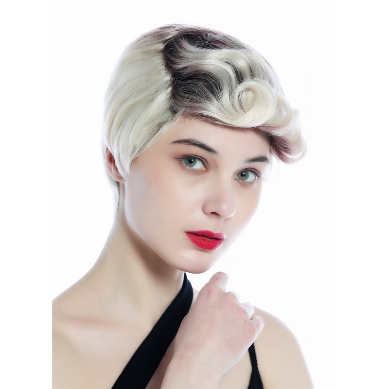 Wig Men Women short straight curled quiff auburn blond platinum mix DW3333