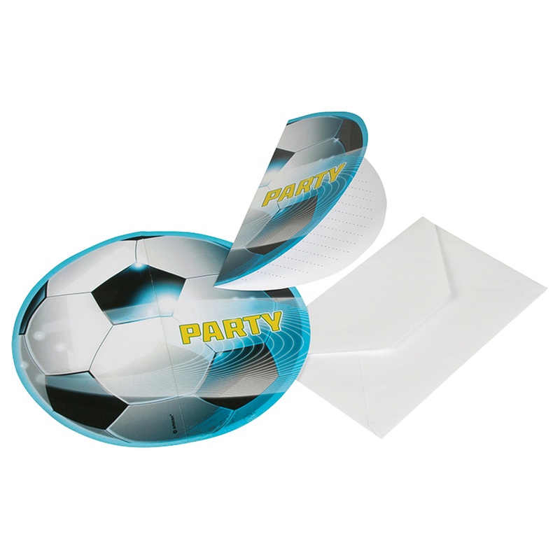 6 invitation cards football party time