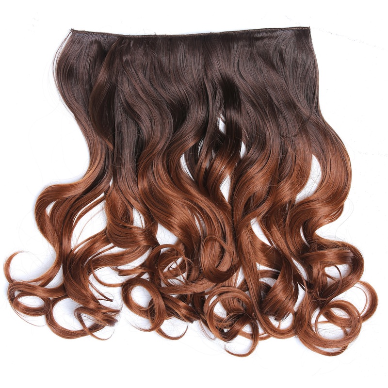 Clip-in hair extension 5 clips wide wavy ombre brown copper brown CMT-863