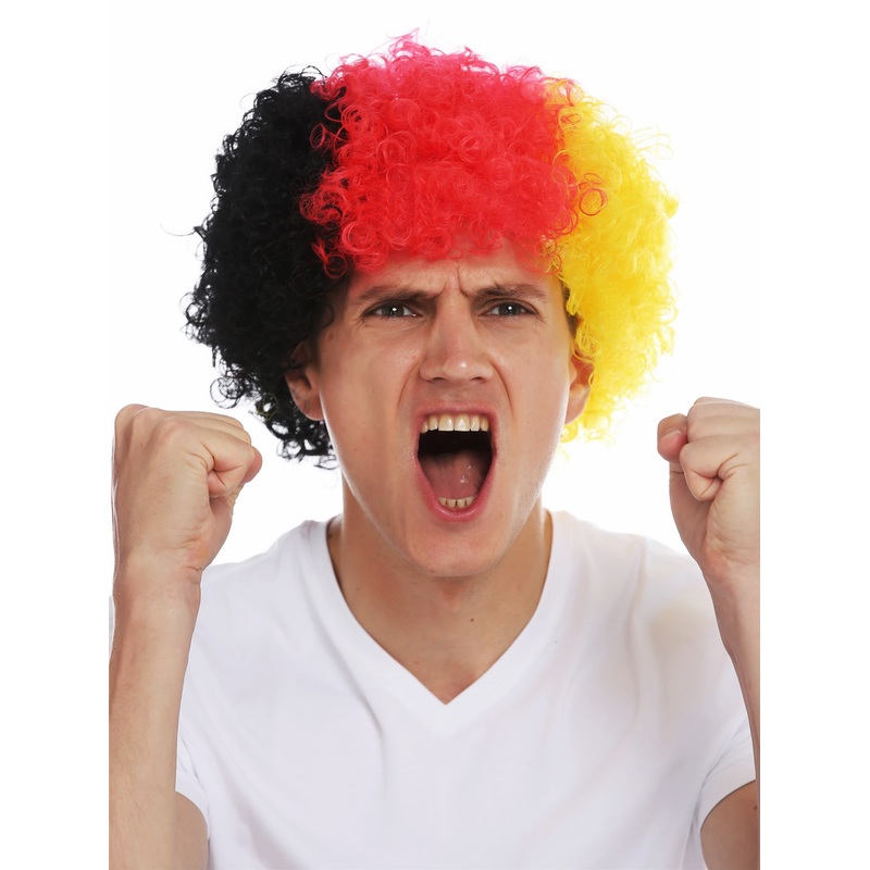 Fan wig carnival afro soccer football world cup Germany black red gold MMAM-15M