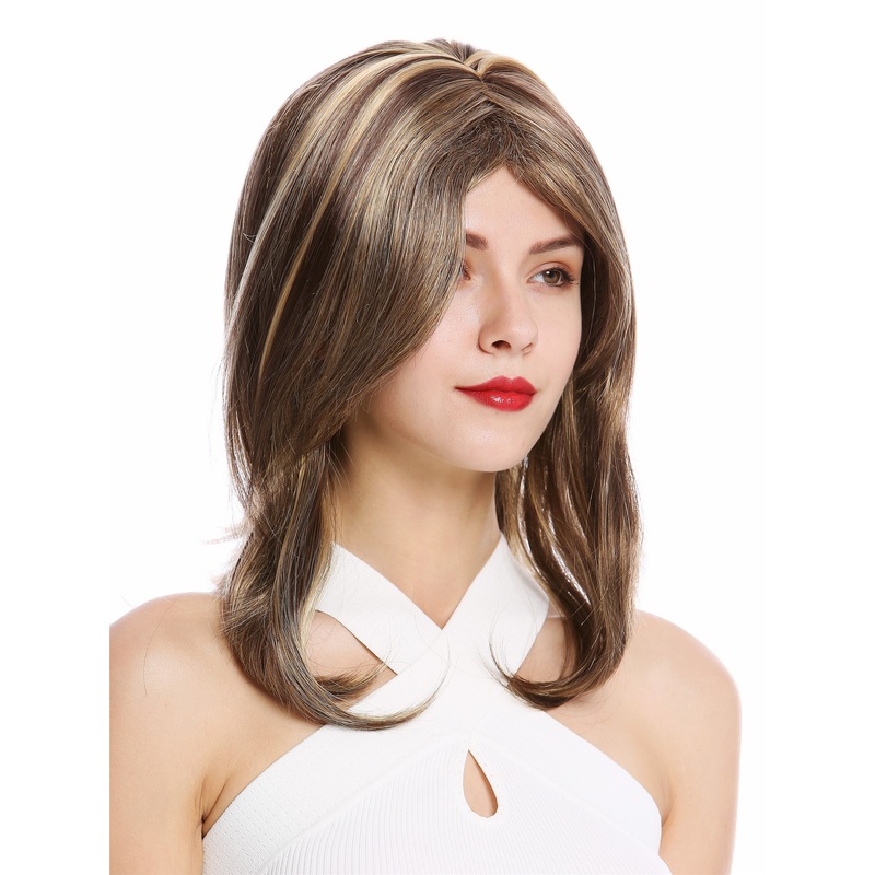 Lady wig shoulder-length short straight middle parting brown blonde GFW2078