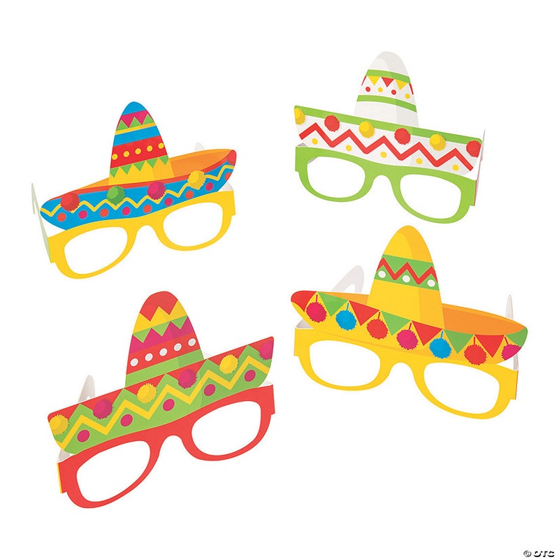 6 1/4 Fiesta Sombrero Party Paper Glasses – 12 Pc.