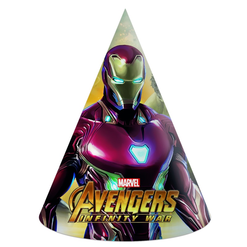 6 Avengers War party hats 16cm