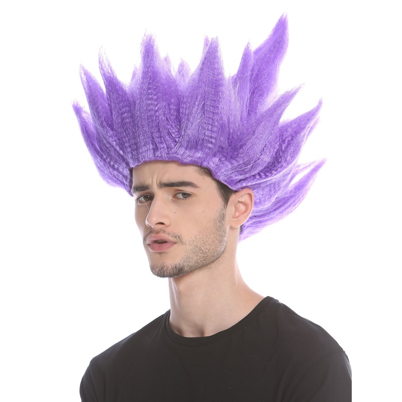 Lady Gents Man Party Wig Demon Devil Flower Fairy Storm purple teased high 91062