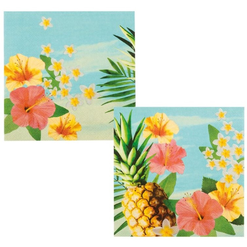 12 colorful Hawaii napkins 33cm
