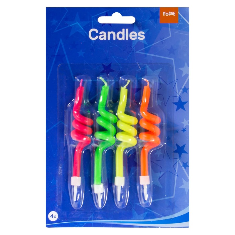 4 colorful spiral cake candles