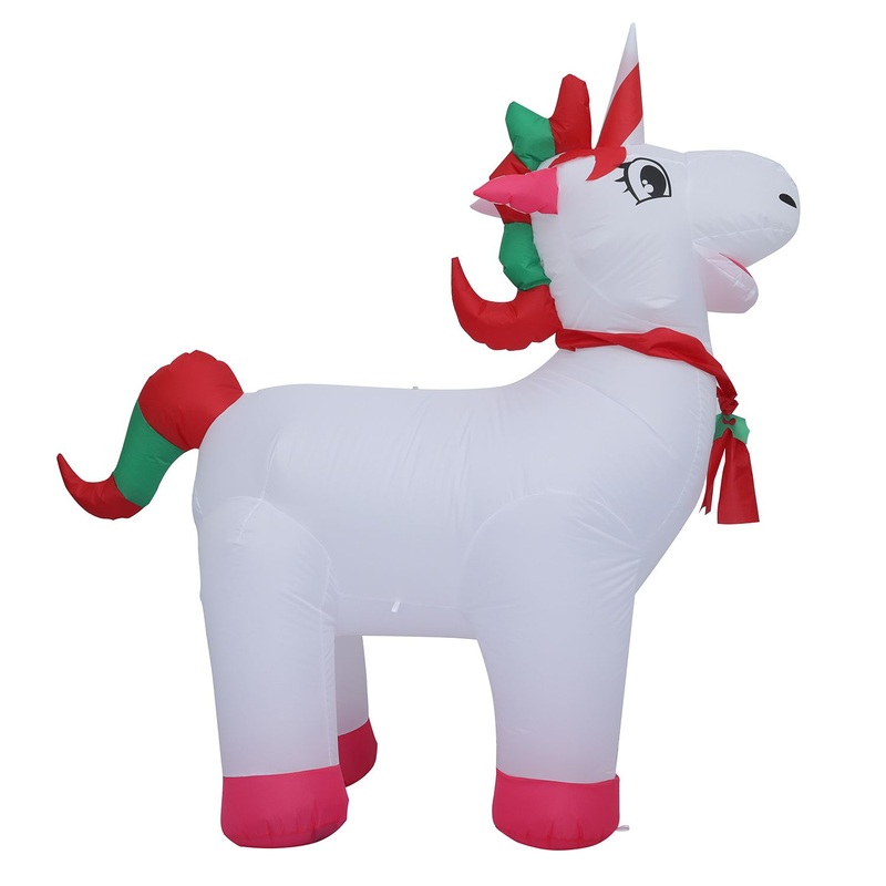 6FT Christmas Standing Unicorn Blow up Party Decoration for Home Yard Lawn