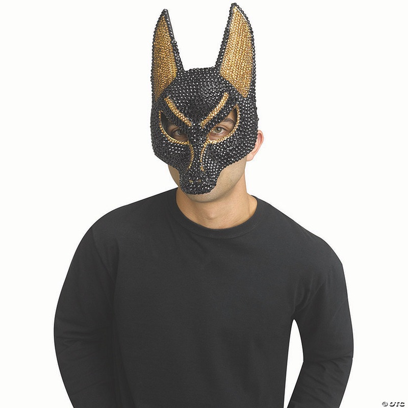 Adults Gold & Black Rhinestone Bling Anubis Half Mask – One Size