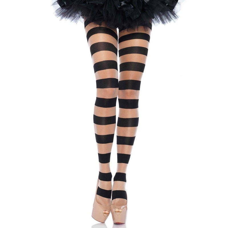 Cross striped fishnet tights
