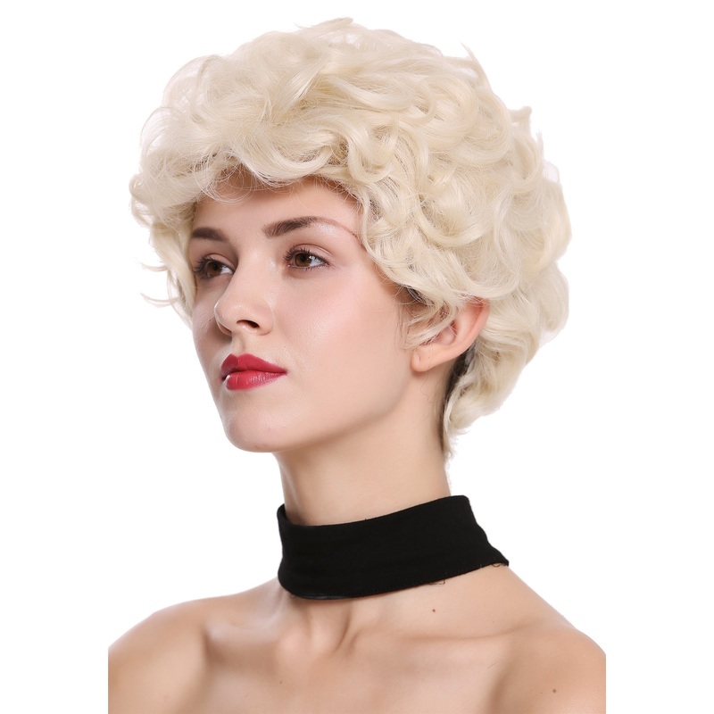 Lady women wig very classy short curled curls light blonde DW-2740