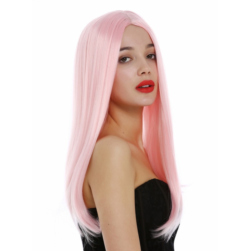 Long Lady Wig straight sleek hair middle parting very light pink Fairy SA-151