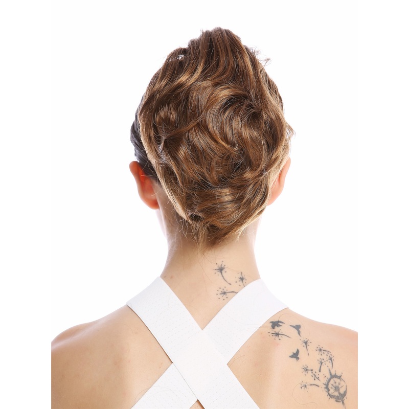 Ponytail Hairpiece short great volume wavy brown blond highlights tips 1028-V