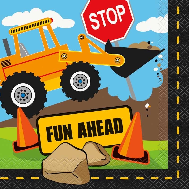 16 Fun Ahead construction site napkins 33cm