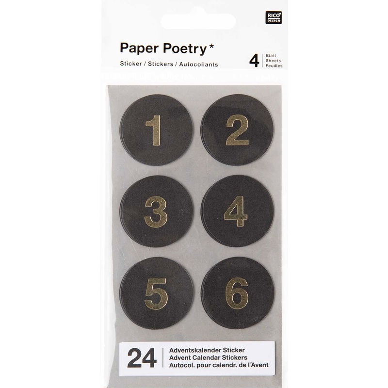24 advent calendar numbers stickers black
