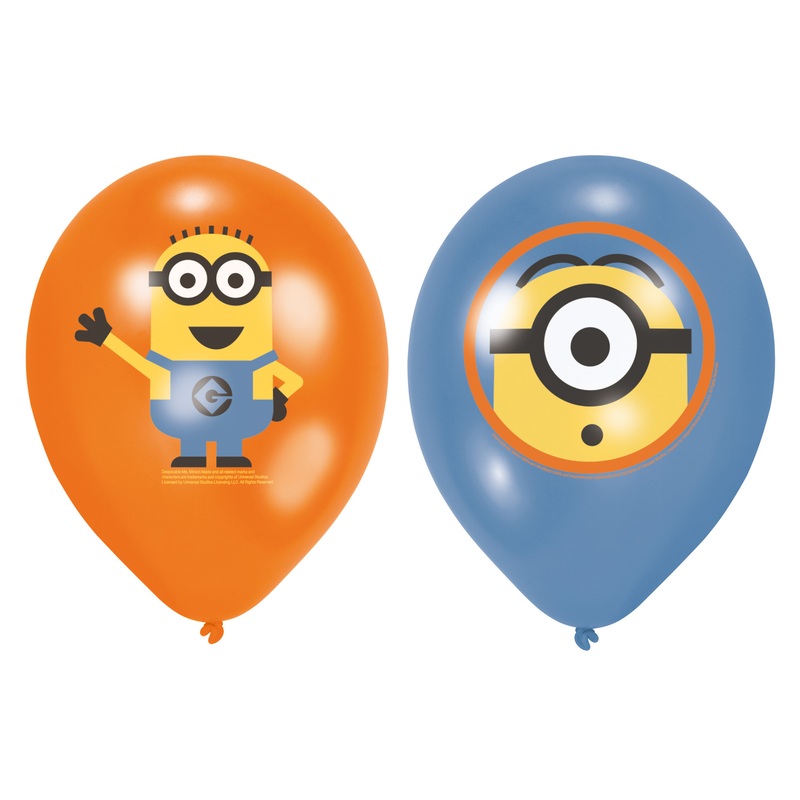 6 funny minion balloons 27.5 cm