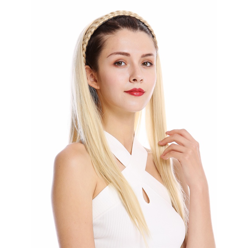 Halfwig Hairpiece braided hair alice band long straight gold blond TYW60875H
