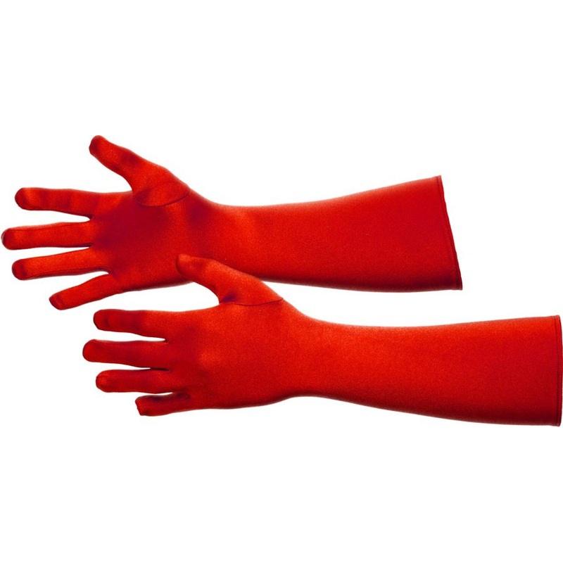 Red satin gloves 40cm
