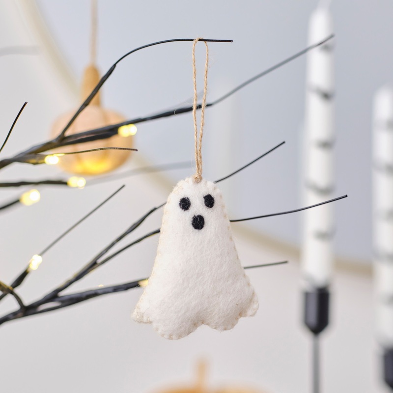 Small ghost hanging figure made of felt