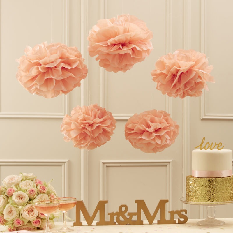 Tissue Pom Poms Decorations – Pastel Pink