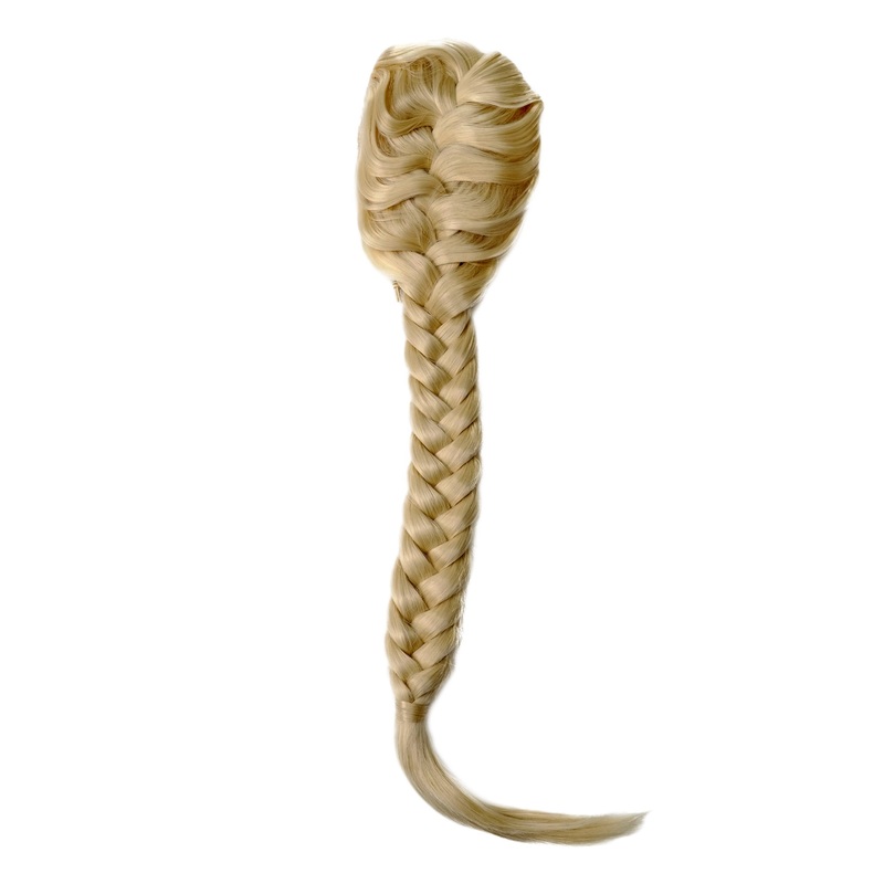Hairpiece Ponytail queue plaited braided halfwig very long platinum blonde NC006