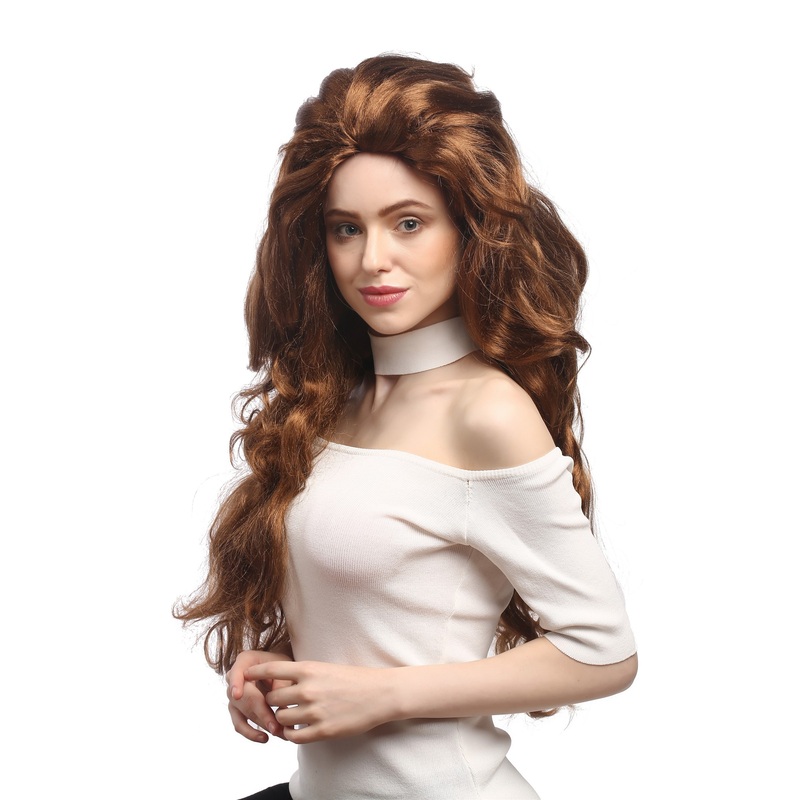 Lady Party Wig huge very long,voluminous backcombed wavy copper brown 91320