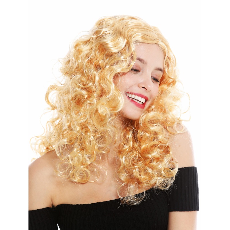 Lady wig carnival curls very voluminous middle parting golden blonde 3072