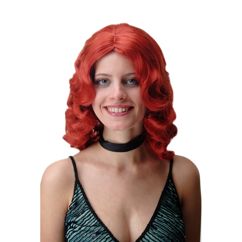 Lady Wig Classic Hollywood Diva Femme Fatale parting wavy long fiery red GFW1860