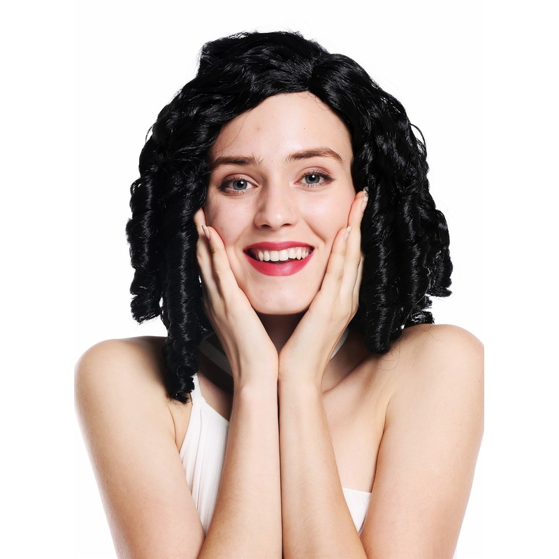 Women’s party wig Baroque Gothic Lolita cosplay corkscrew curls black 91308