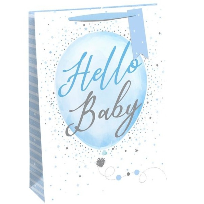 XL blue Hello Baby gift bag