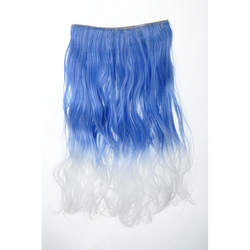 5 Clip-In Extension Hairpiece curled curls Ombre Blue-White YZF-3180P-T2512/1001