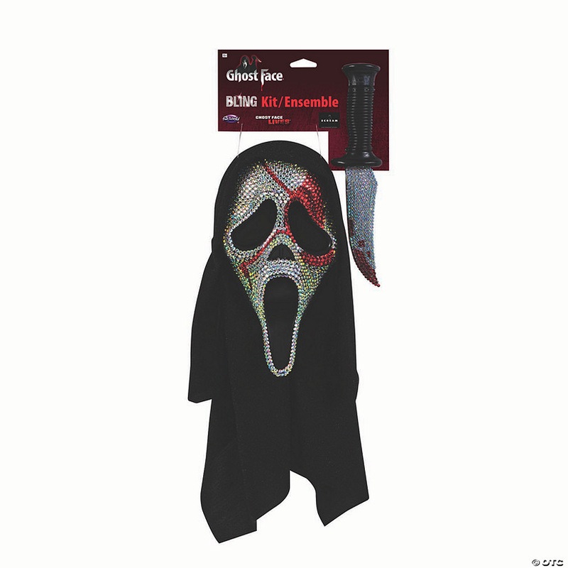 Adults Scream Ghost Face Bling Bloody Mask & Knife Costume Accessory Set