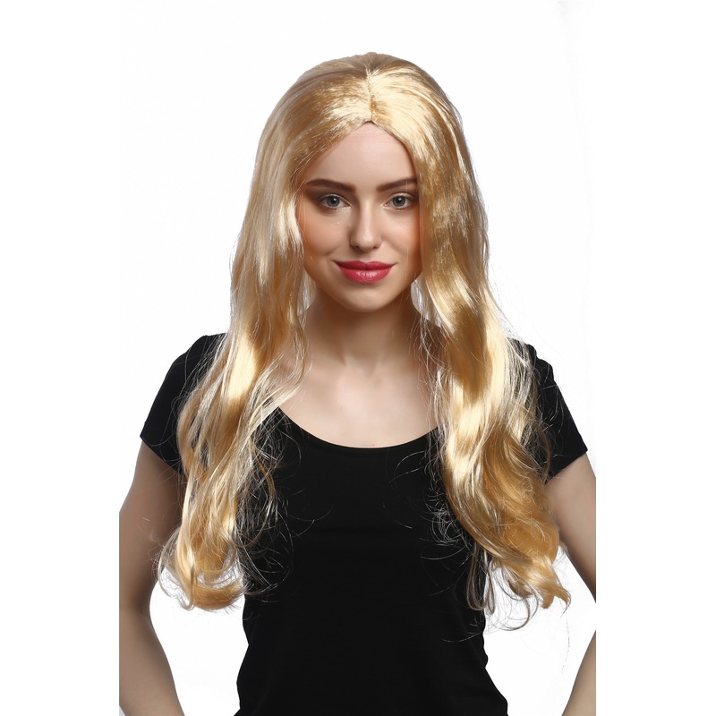 Lady Party Wig gold blond long straight Princess Beatnik middle parting 90931