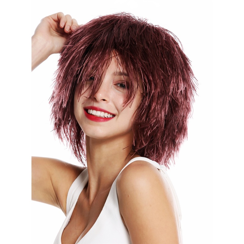 Party Carnival wig women men shaggy strawy volume goblin clown wine red MMSLW